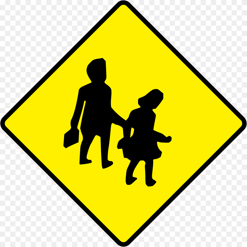 School Zone Sign In Ireland Clipart, Symbol, Road Sign, Boy, Child Free Transparent Png