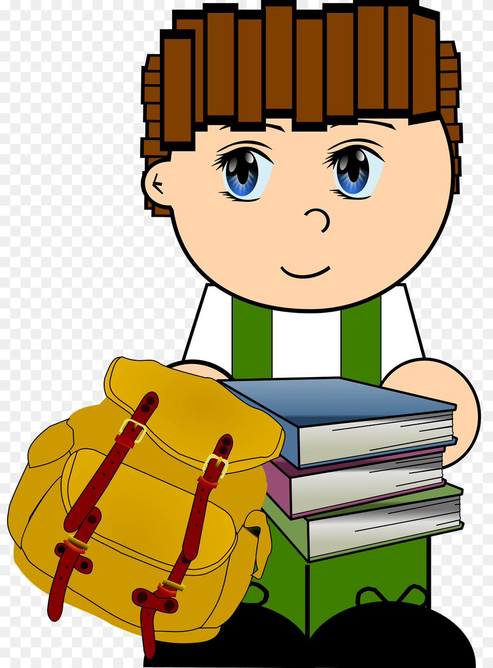 Schoolboy Clipart, Bag, Book, Publication, Person Png Image
