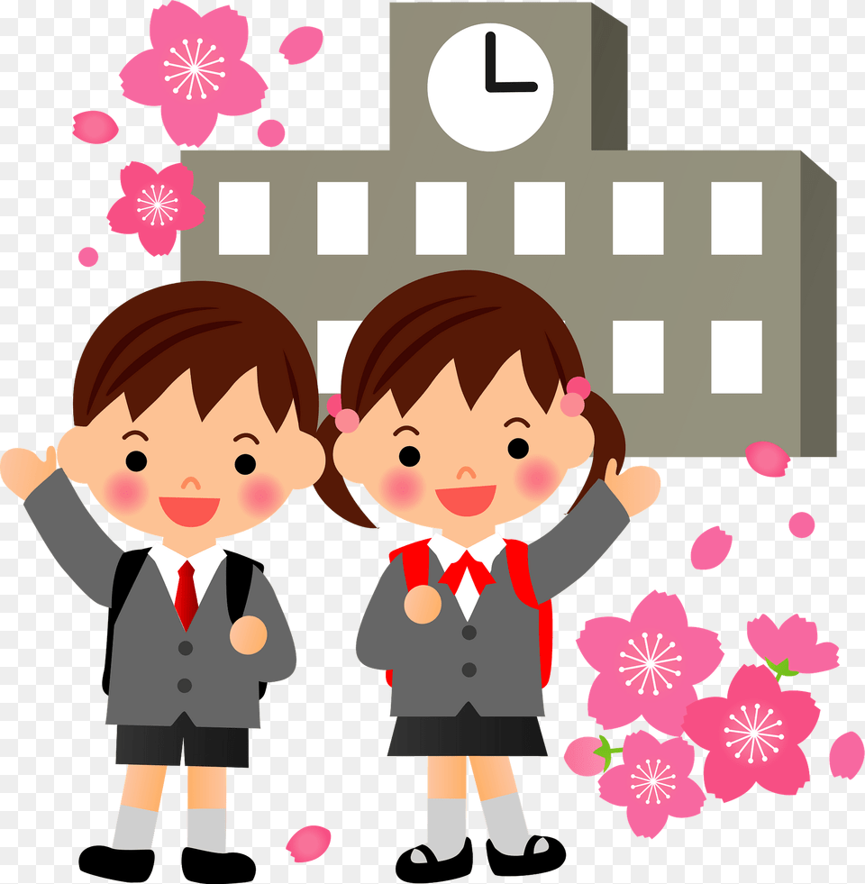 Schoolgirl And Schoolboy Are In Front Of School Building Clipart, Book, Publication, Comics, Person Free Png Download