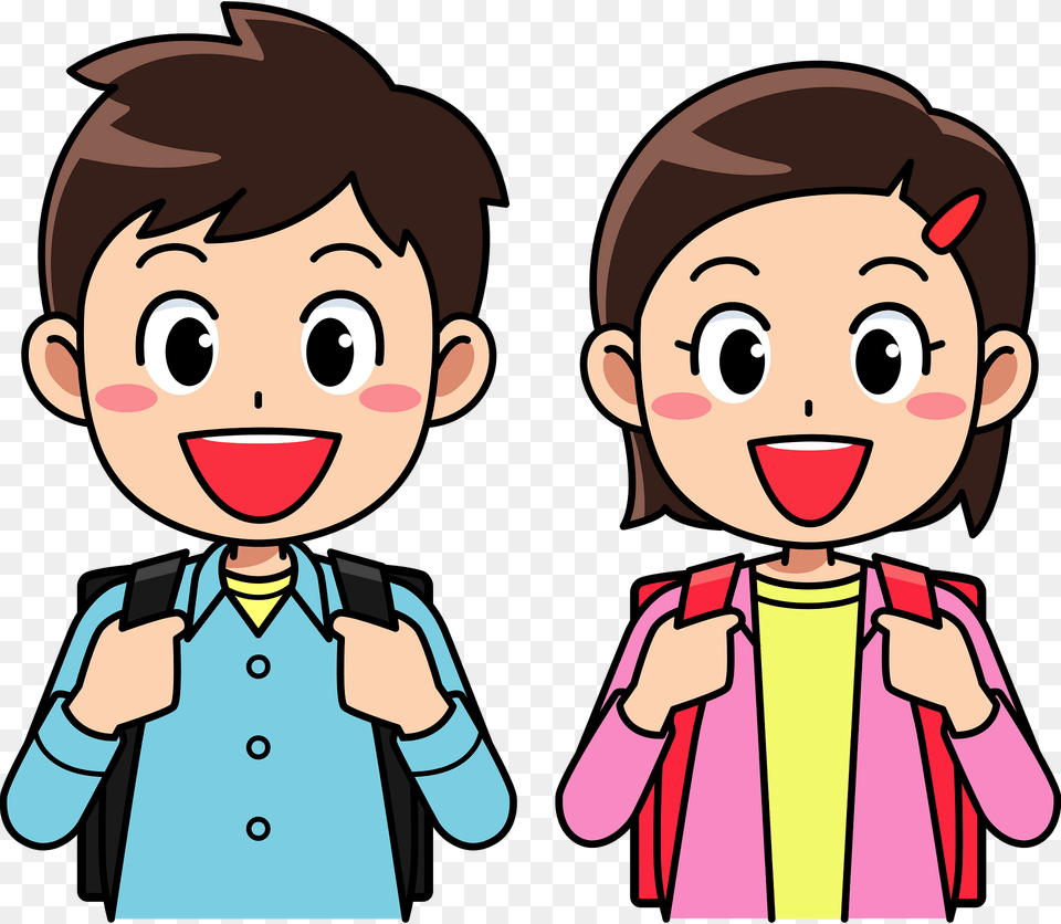 Schoolgirl And Schoolboy Clipart, Baby, Person, Book, Comics Free Png