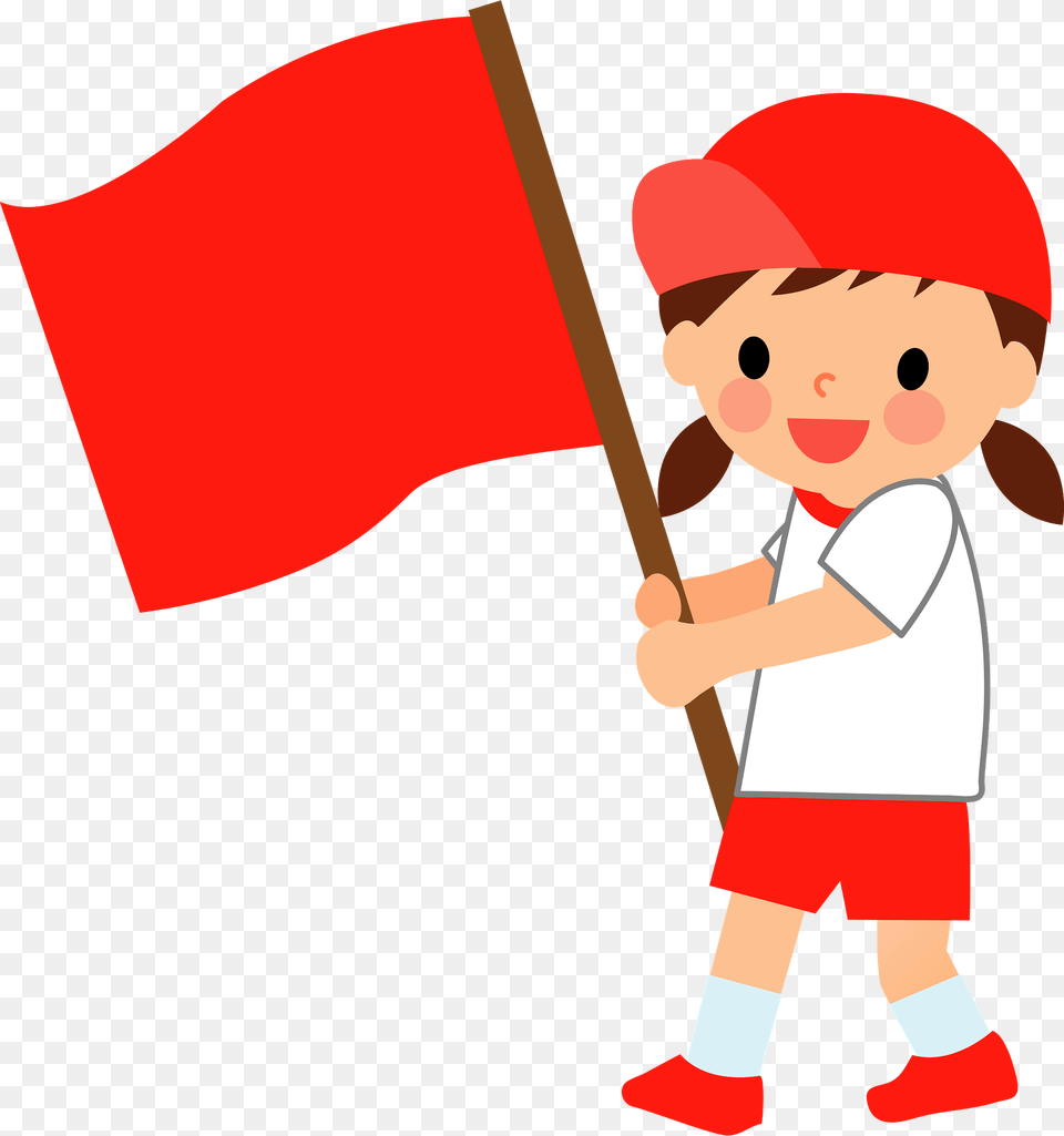 Schoolgirl Carrying A Cheering Flag Clipart, Baby, Person, Face, Head Free Png