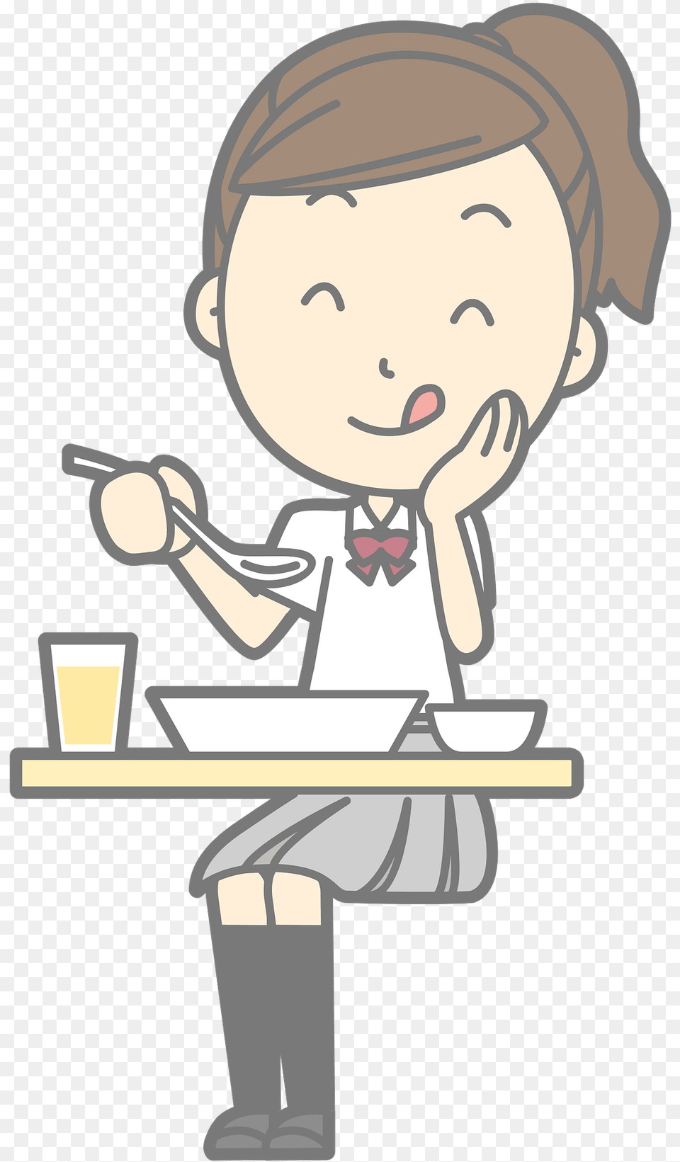 Schoolgirl Enjoying Lunch Clipart, Baby, Face, Head, Person Png