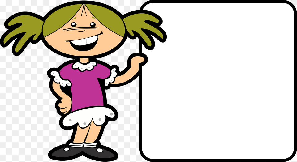 Schoolgirl With Blank Board Clipart, Book, Comics, Publication, Baby Free Png Download