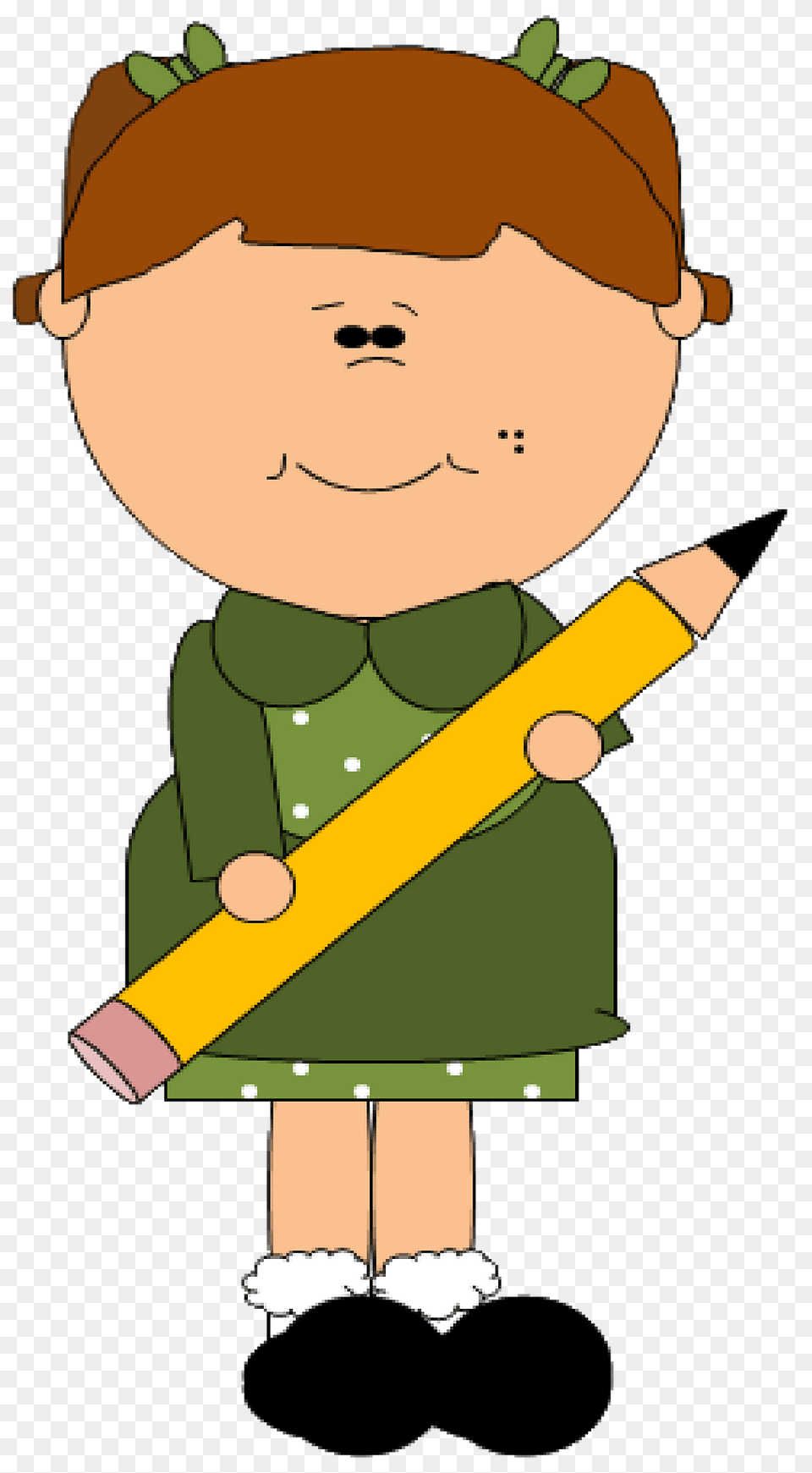 Schoolgirl With The Pencil Clipart, Baby, Person, Face, Head Png