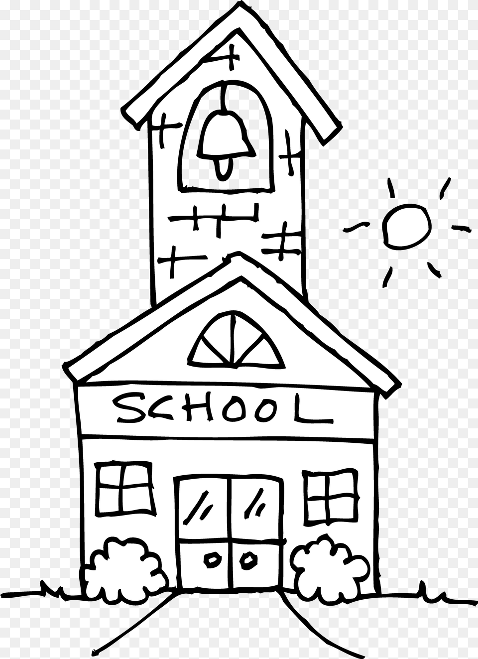 Schoolhouse Black And White Clipart, Architecture, Bell Tower, Building, Tower Free Png Download