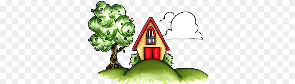 Schoolhouse Illustration, Green, Neighborhood, Outdoors, Nature Png