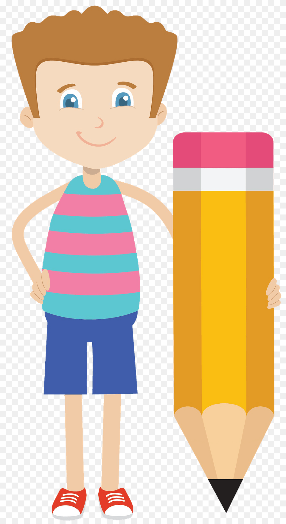 Schoolkid With The Big Pencil Clipart, Baby, Person, Face, Head Free Png