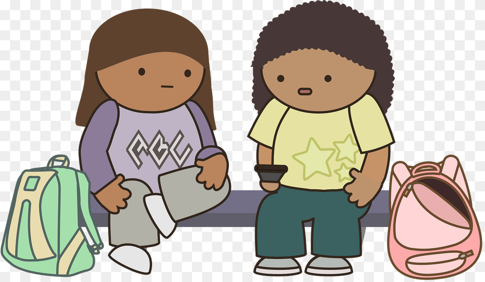 Schoolkids Waiting For The Bus Clipart, Bag, Baby, Person, Accessories Png