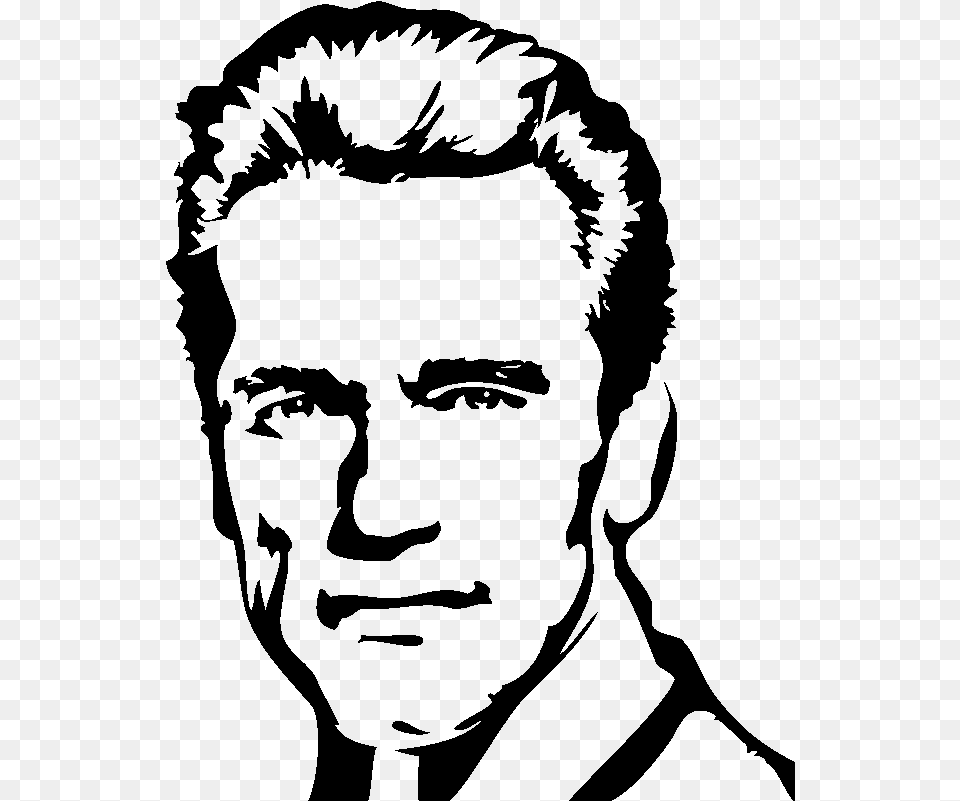 Schwarzenegger The Terminator Sticker Transprent Arnold Schwarzenegger Face Drawing, Gray Png Image