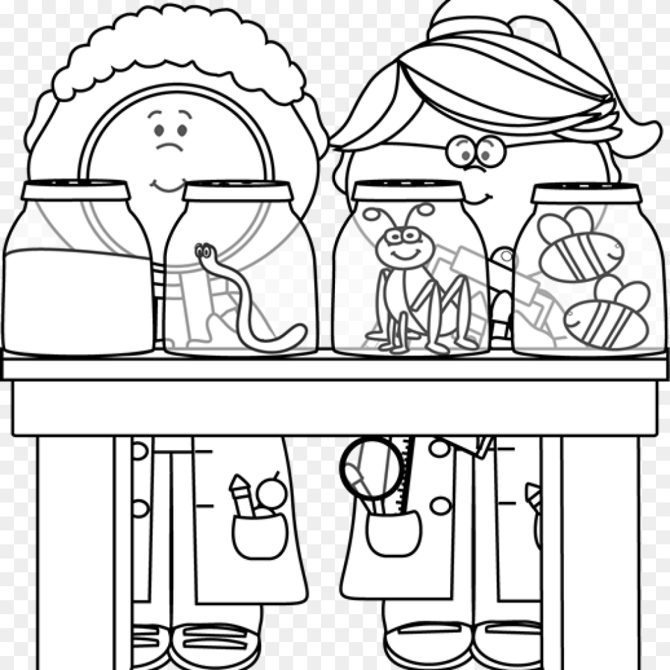Science Crown Hatenylo Com Kid Scientists Examining Science Black And White Clip Art, Book, Comics, Publication, Drawing Png