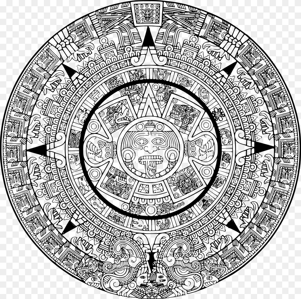 Science Symbol Aztec Calendar, Gray Free Png Download