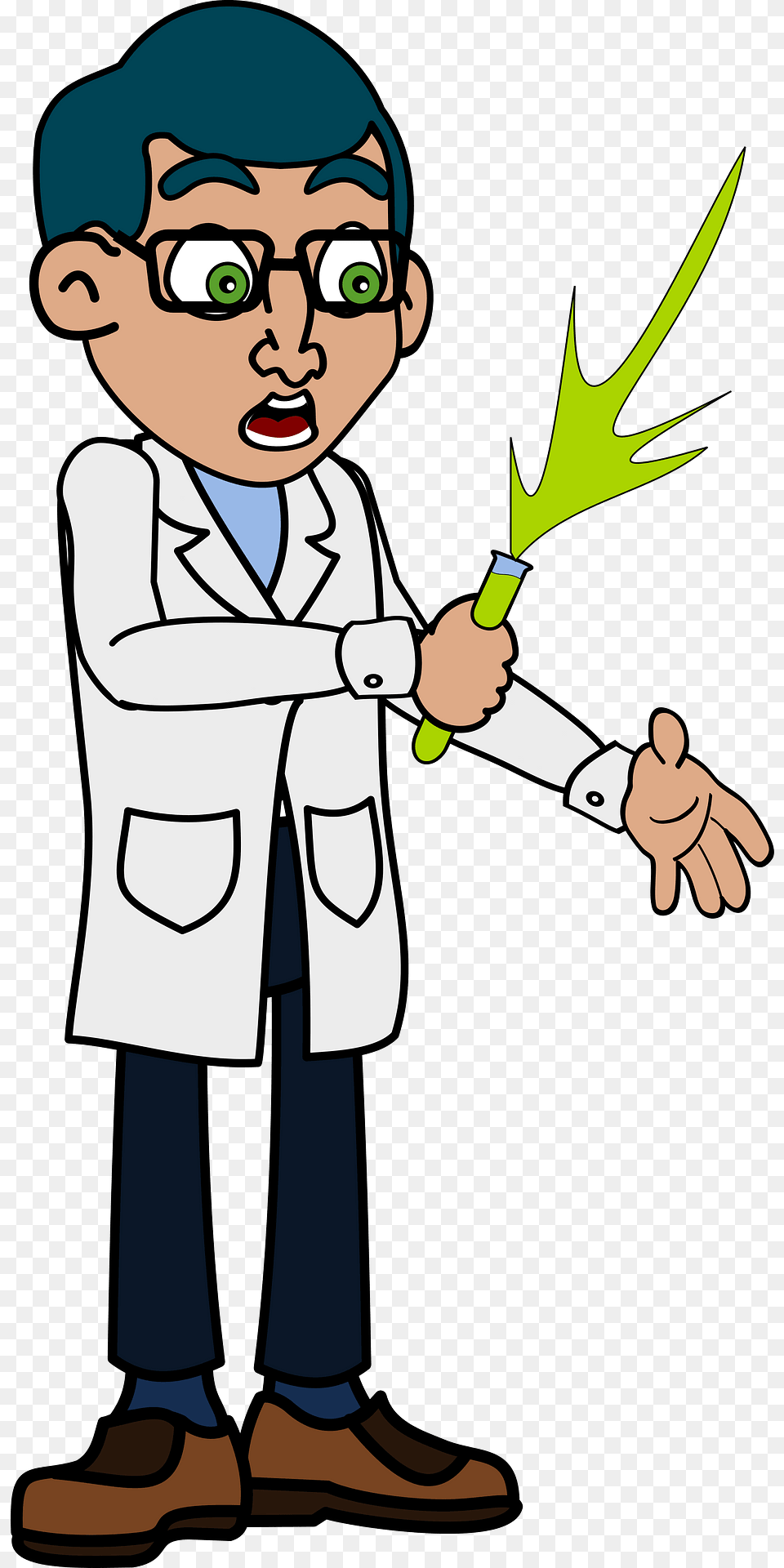 Scientist And Bad Experiment Reaction Clipart, Coat, Clothing, Publication, Person Free Transparent Png
