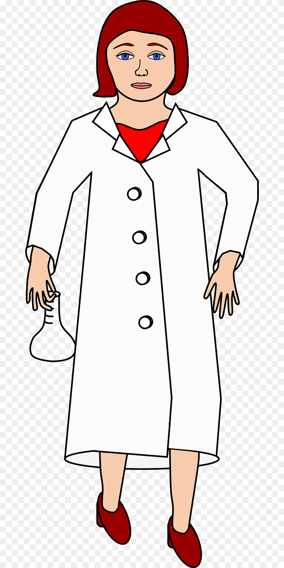 Scientist Holding Flask White Clipart, Clothing, Lab Coat, Coat, Person Png