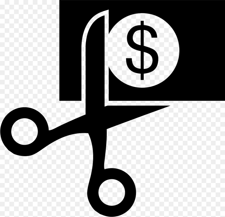 Scissors And Dollar Paper Bill Comments Cut Price Icon, Symbol, Cross Png