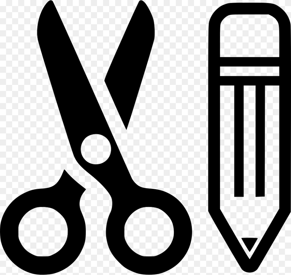 Scissors And Pencil Arts And Craft Icon, Blade, Shears, Weapon, Smoke Pipe Png Image