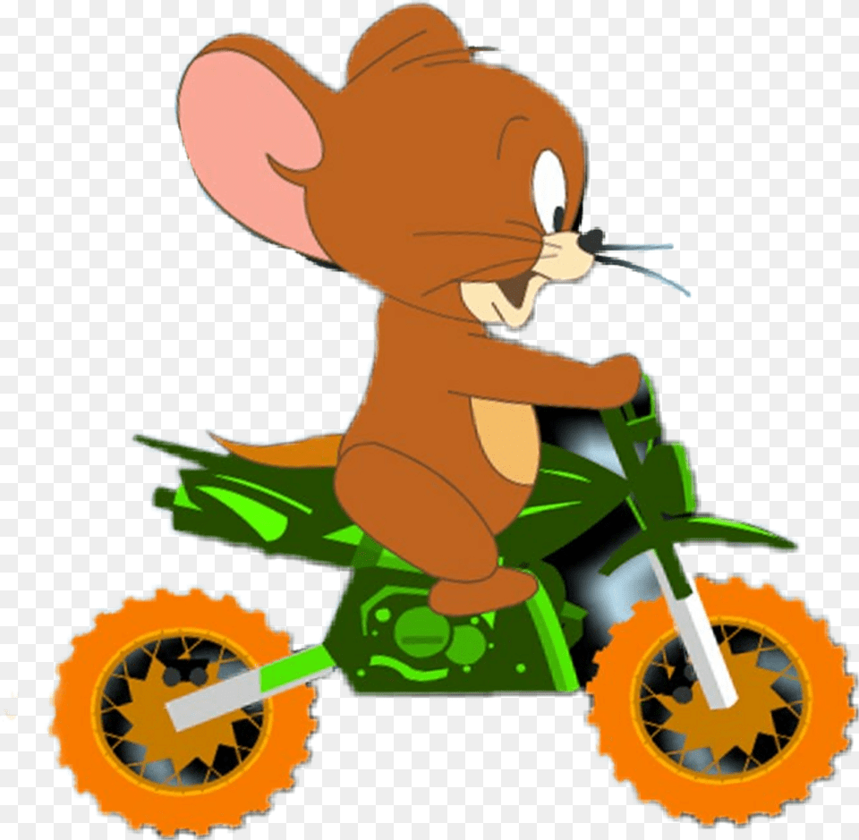 Scmotorcycle Motorcycle Jerry Tomandjerry Cute Mouse Cartoon Animal On A Motorcycle, Machine, Wheel, Baby, Person Free Png Download