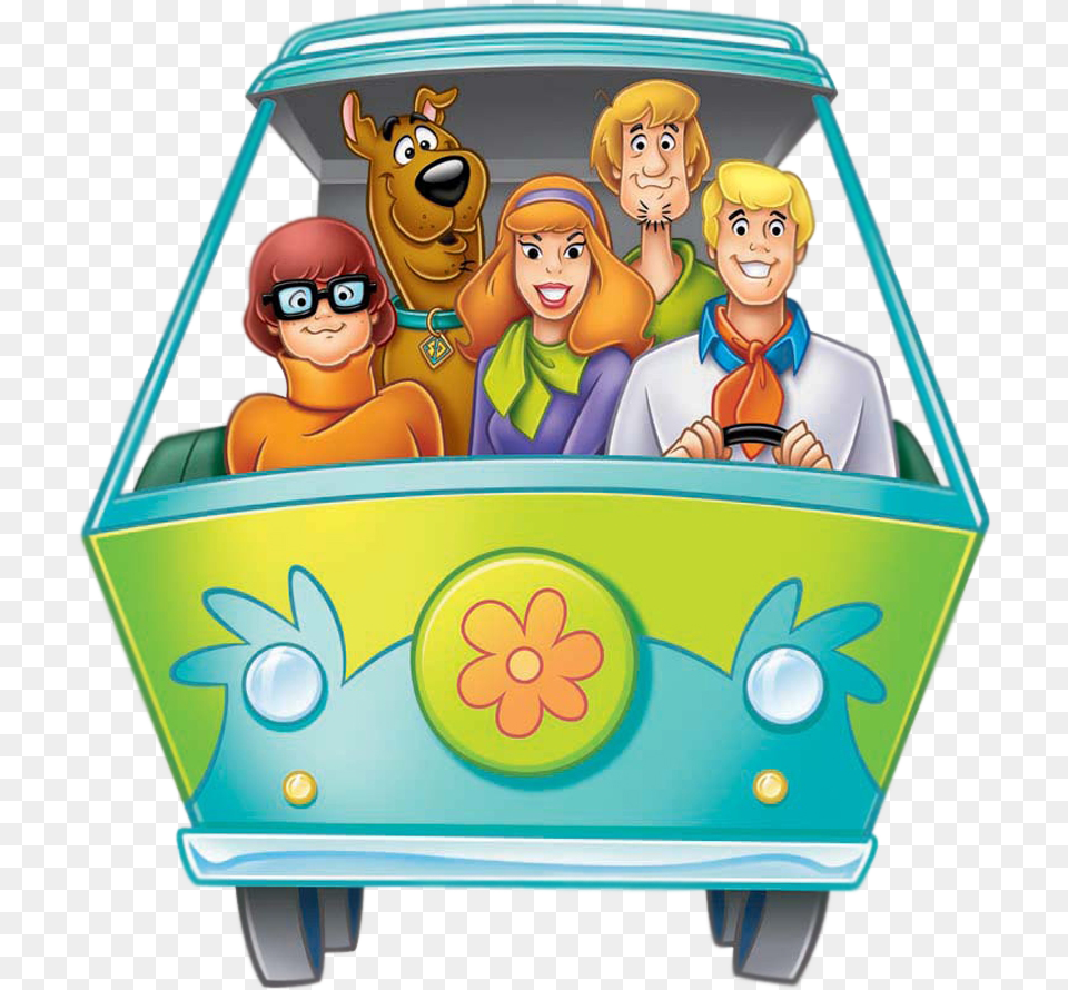 Scoobydoo Shaggy Daphne Velma Freddy Mysterymachine Scooby Doo In The Mystery Machine, Baby, Person, Face, Head Free Png