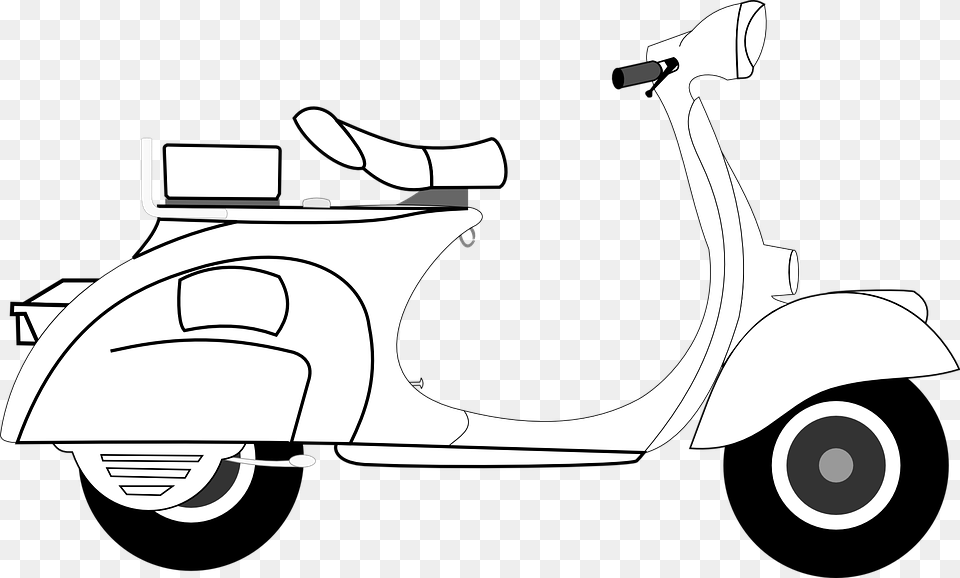 Scooter Vespa Art Isolated Motorcycle Transport Scooter Black And White, Vehicle, Transportation, Motor Scooter, Lawn Mower Png Image