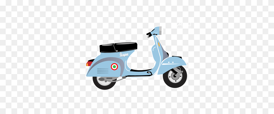 Scooter Vespa Side Illustration Transparent, Vehicle, Transportation, Tool, Plant Png Image