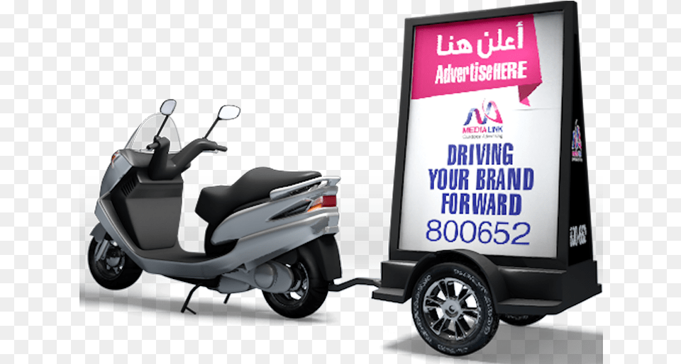 Scooter With Trailer Trailer For Billboard Scooter, Transportation, Vehicle, Motorcycle, Machine Png