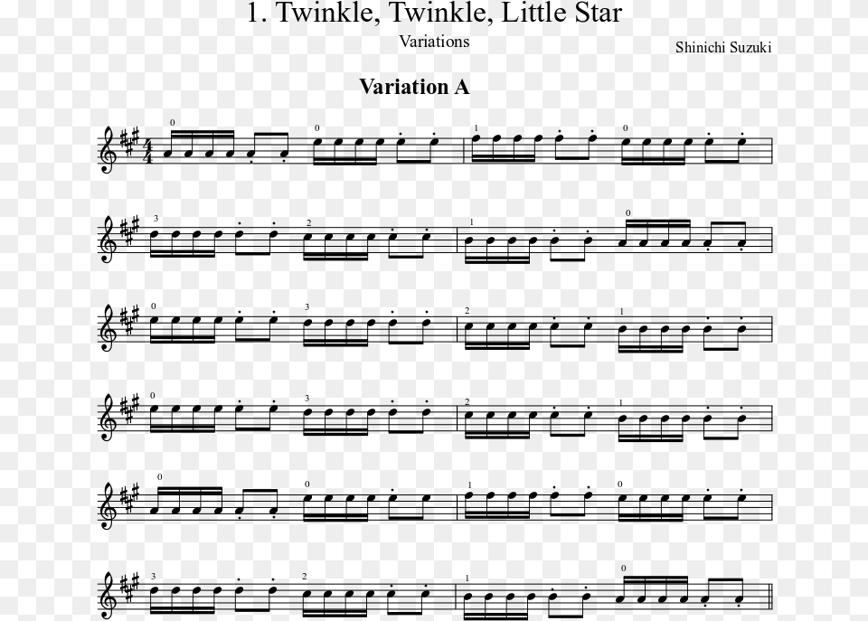 Score 0 Violin Music Twinkle Twinkle Little Star Violin, Gray Free Png Download