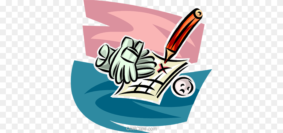 Score Sheet With Ball And Gloves Royalty Vector Clip Art, Clothing, Glove, Cleaning, Person Free Transparent Png