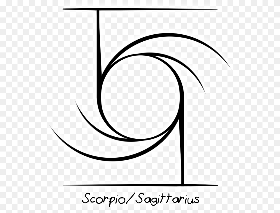 Scorpiosagittarius Zodiac Sigil Line Art, Text, Spiral, Smoke Pipe Png Image