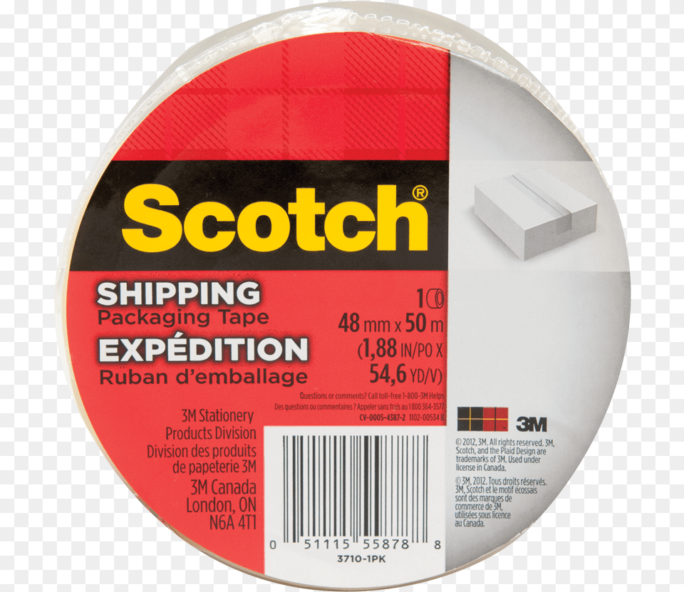 Scotch 3710 Shipping Tape 48 Mm X 50 M Clear Scotch, Disk, Racket, Adapter, Electronics Free Png Download