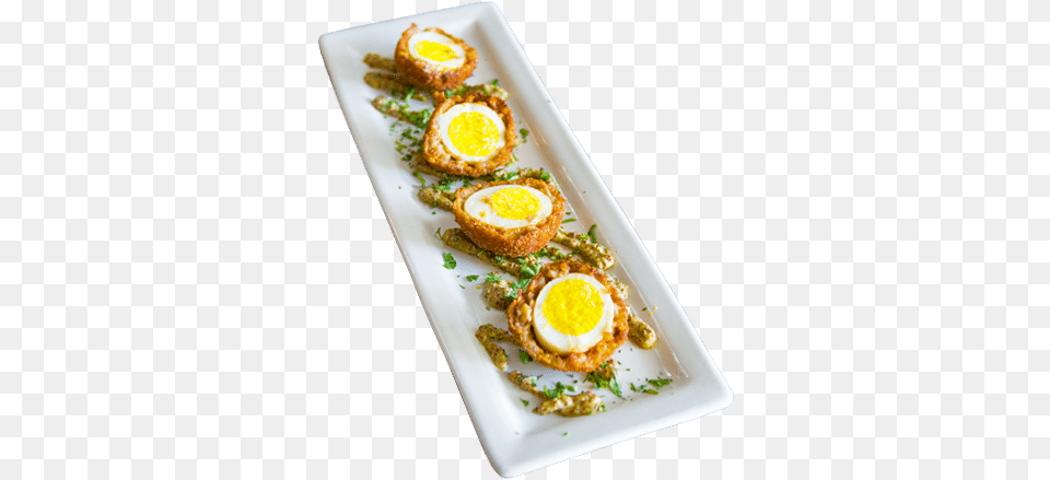 Scotch Eggs Dish, Food, Food Presentation, Meal, Dining Table Free Png Download