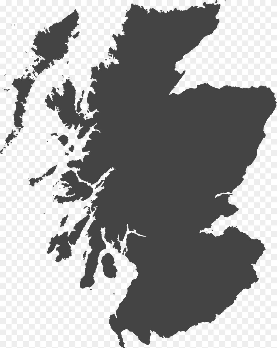 Scotland Map Silhouette Scotland England Wales Map, Gray Free Png Download