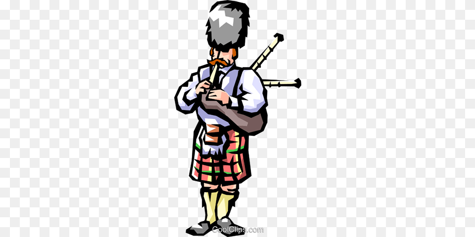 Scottish Bagpipes Royalty Vector Clip Art Illustration, Person, Bagpipe, Musical Instrument, Head Free Png