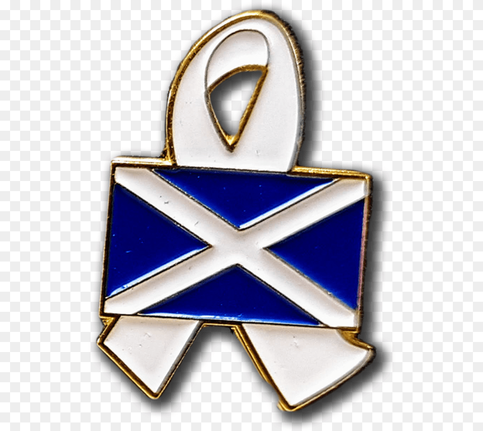 Scottish Flag Enamel Badge Bulk Options Available U2014 White Ribbon Uk Emblem, Symbol, Accessories, Logo, Bag Png