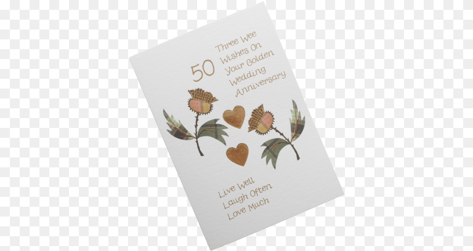 Scottish Golden 50th Anniversary Card Tartan Thistles Good Luck Leaving Card, Vegetable, Produce, Plant, Nut Free Png