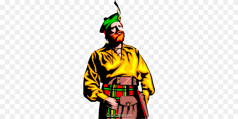 Scottish Man Royalty Free Vector Clip Art Illustration, Adult, Male, Person, Clothing Png