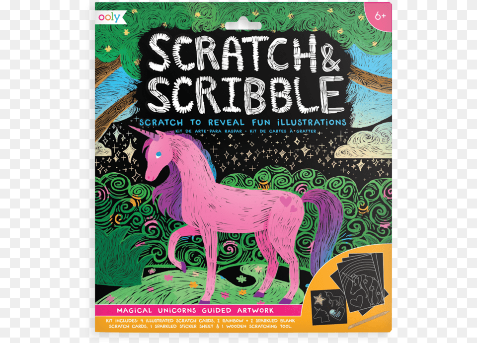 Scratch And Scribble 10 Piece Art Kit Magical Unicorn Ooly Scratch And Scribble, Advertisement, Poster, Animal, Bird Free Png