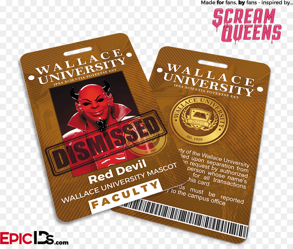 Scream Queens Inspired Wallace University Faculty Id Scream Queens, Text, Adult, Female, Person Png Image