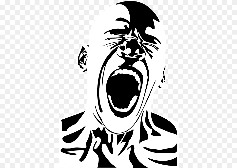 Screaming Screaming Man Vector 614 Angry Screaming Face Cartoon, Stencil, Person, Head Png Image