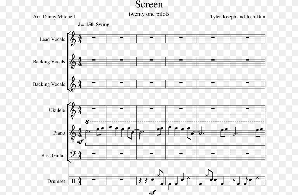 Screen Sheet Music Composed By Tyler Joseph And Josh Sheet Music, Gray Png Image