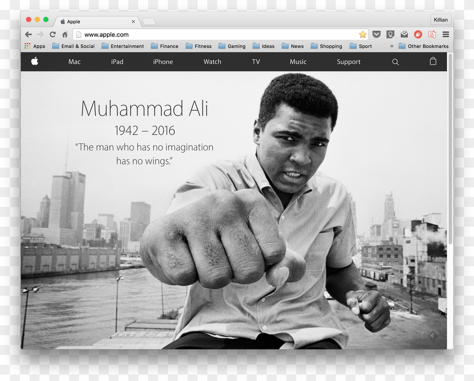 Screen Shot 2016 06 06 At Apple Muhammad Ali Tribute, Body Part, Person, Finger, Hand Png Image