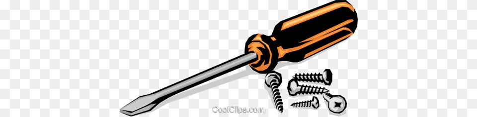 Screwdriver With Screws Royalty Vector Clip Art Illustration, Device, Tool, Blade, Razor Free Png