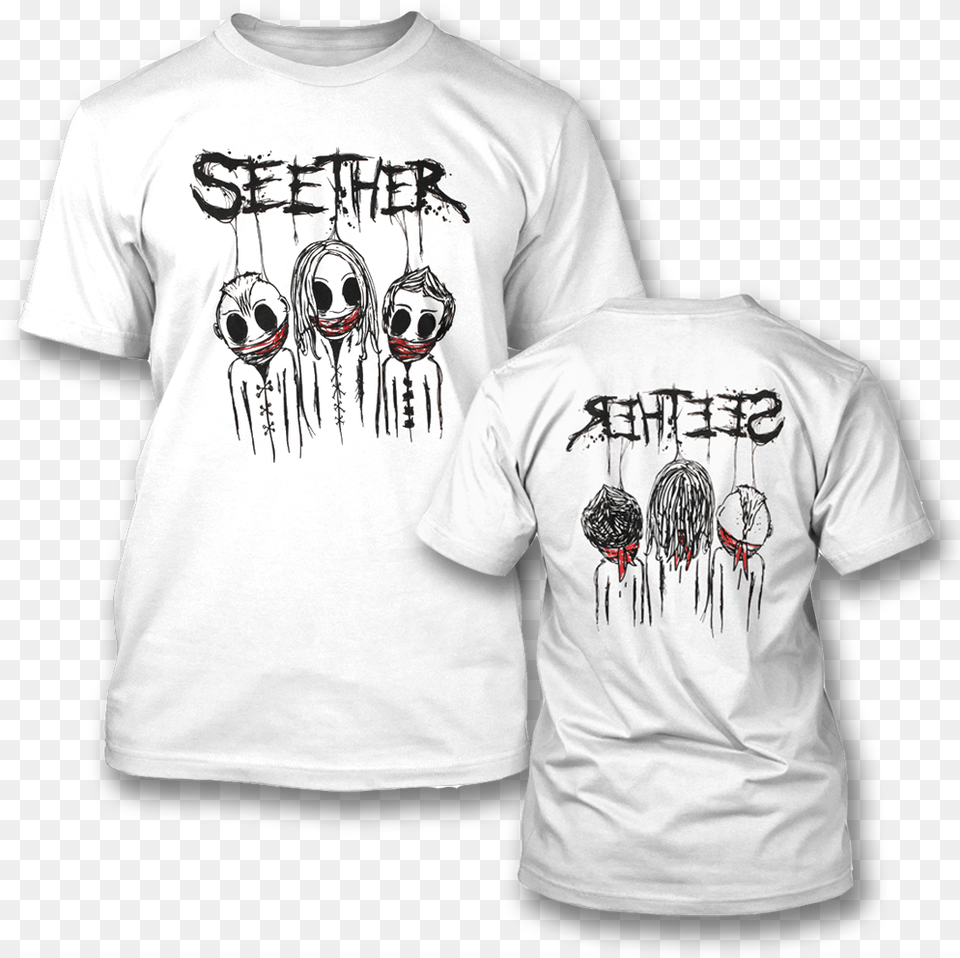 Scribble Heads T Shirt Seether Scribble Heads, Clothing, T-shirt, Adult, Male Png Image