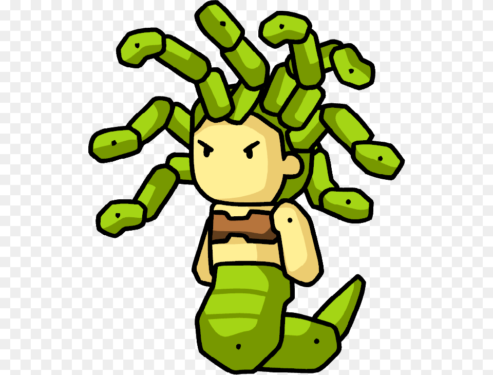 Scribblenauts Medusa, Green, Face, Head, Person Free Png Download
