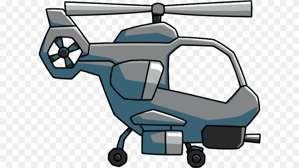 Scribblenauts Unlimited Wiki Attackhelicopter Helicopter With Guns Cartoon, Aircraft, Transportation, Vehicle, Lawn Free Png Download
