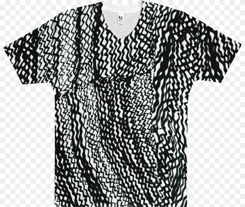 Scribbles Men39s V Neck T Shirt Front Monochrome, Blouse, Clothing, T-shirt, Person Png Image