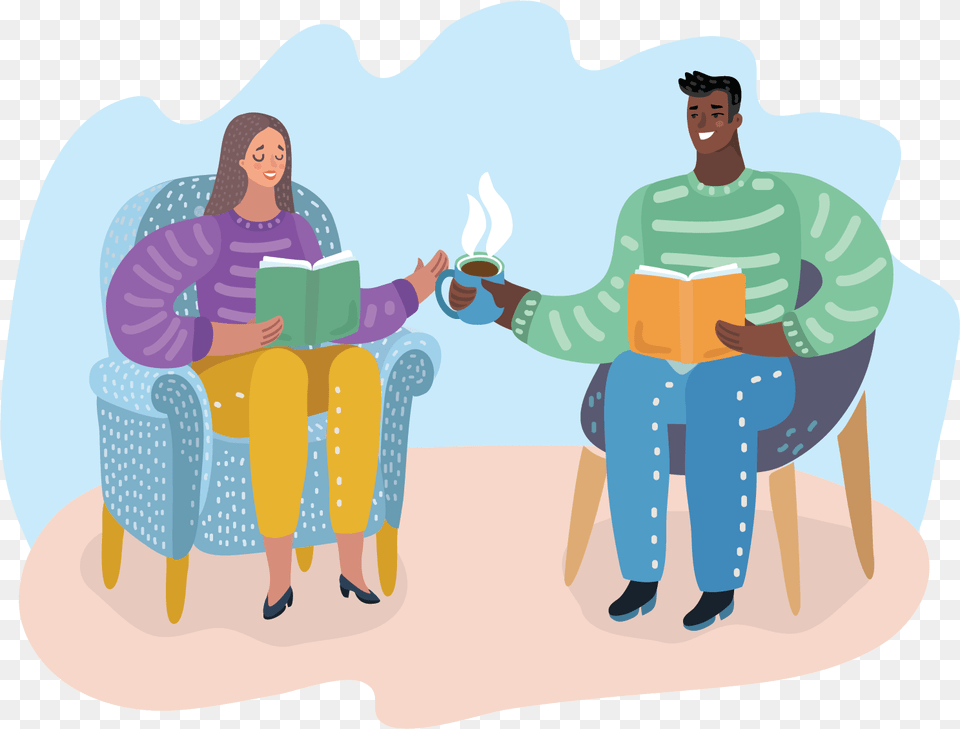 Scroll Through Goodreads Couples Reading Clipart, Clothing, Pants, Shoe, Footwear Free Png Download