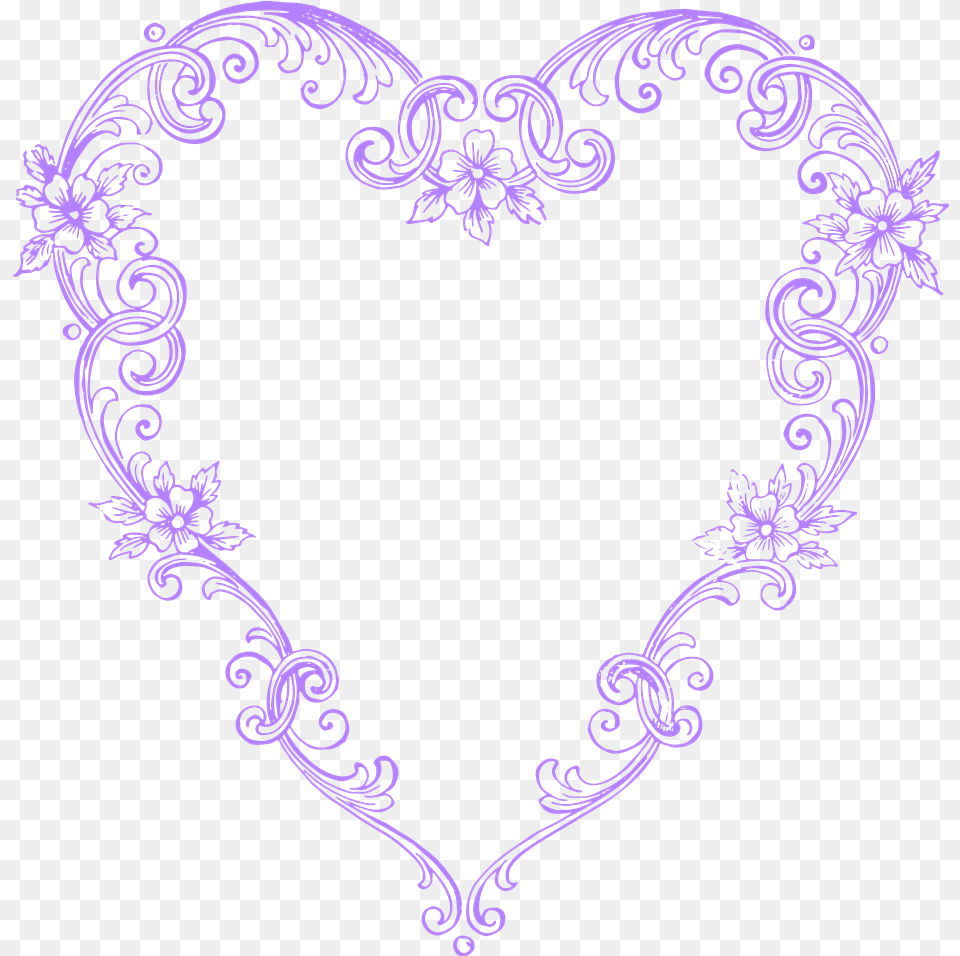 Scroll Work Fancy Vintage Heart Border Heart And Flowers Clipart, Pattern, Graphics, Art, Floral Design Png