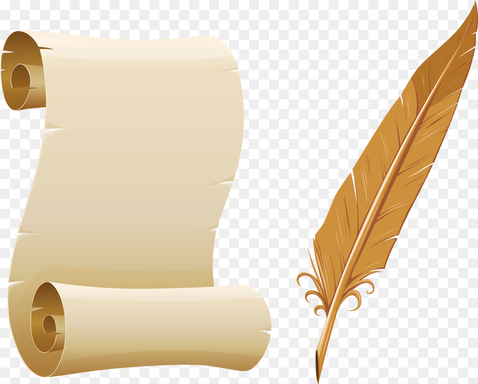 Scrolled Paper And Quill Old Paper, Text, Document, Scroll, Mailbox Png Image