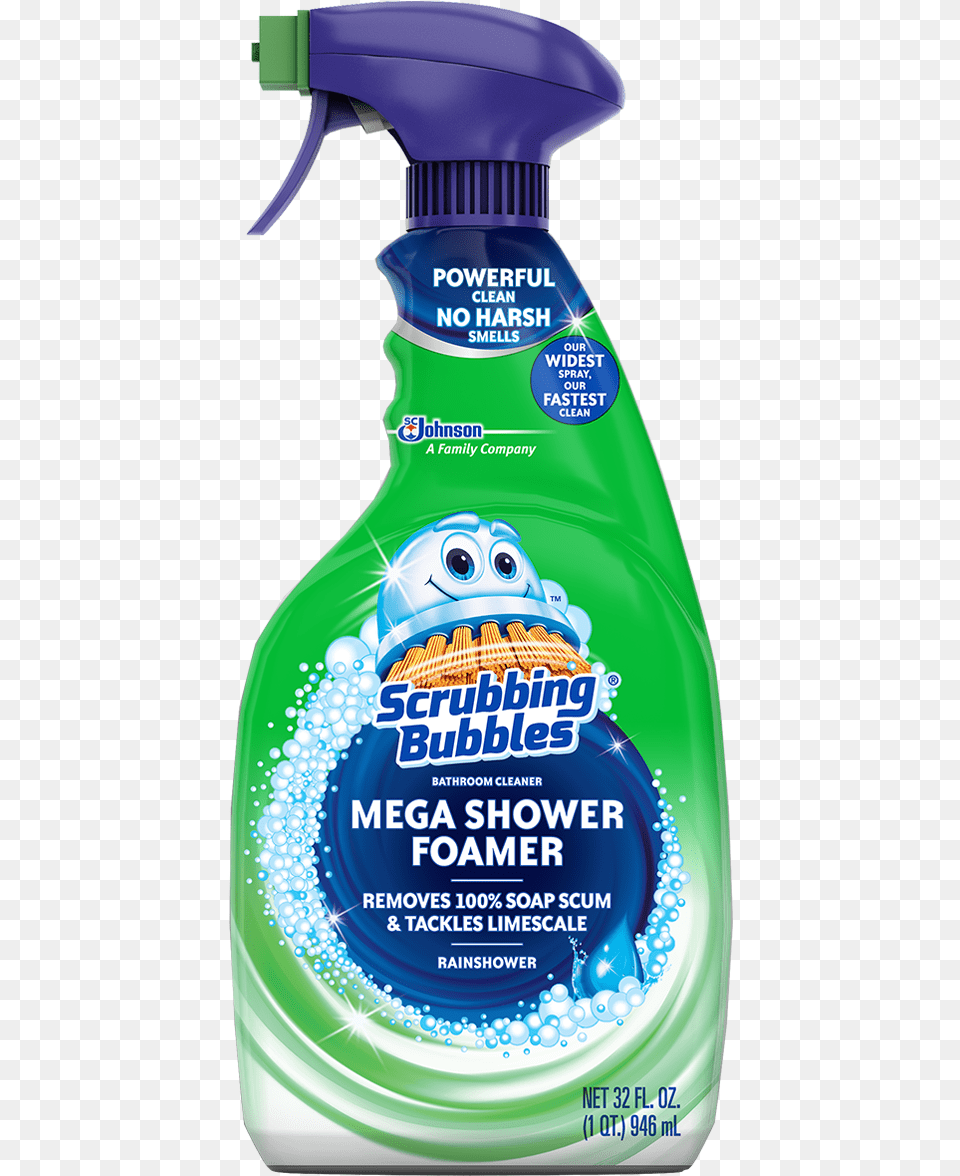 Scrubbing Bubbles Mega Shower Foamer Trigger Scrubbing Bubbles, Cleaning, Person, Food, Ketchup Free Png