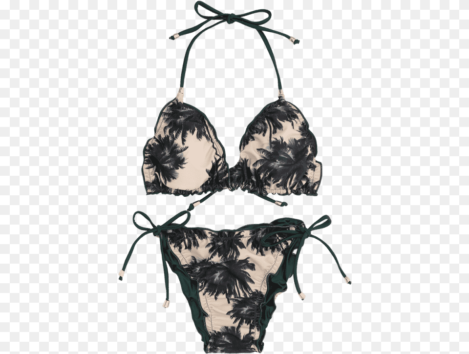 Scrunch Coconut Palm String Bikini Set Lingerie Top, Clothing, Swimwear, Underwear, Bra Png
