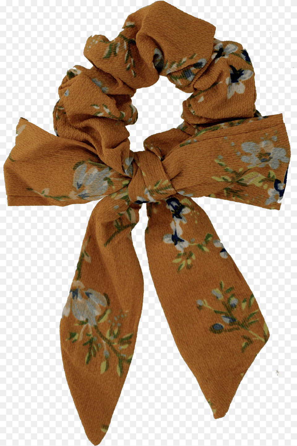 Scrunchie Flower Bow Yellow Scarf, Clothing, Stole Free Png Download